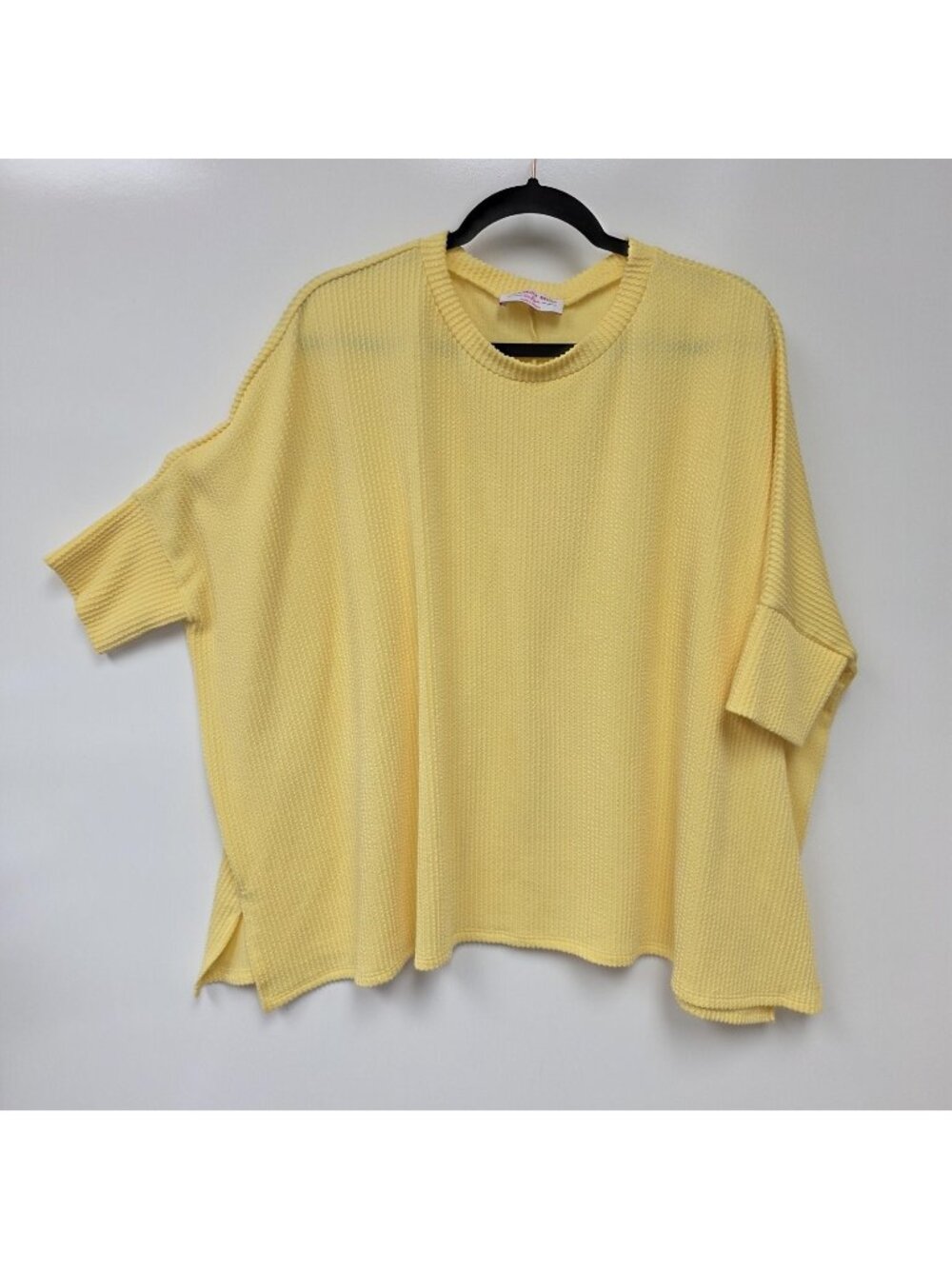 Discount Divas Boutique Sweater Womens One Size Yellow Waffle Knit Pullover